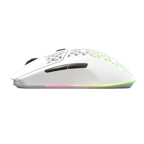 Bサプライズ 楽天市場店のSteelSeries ゲーミングマウス ワイヤレス Aerox 3 Wireless Snow 2022 Edition 62608 超軽量 59g 白 無線 2.4GHz Bluetooth 両対応 防水 防塵 IP54 最大200時間 長時間バッテリー｜アングル3