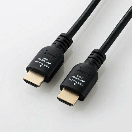 メーカー：エレコムJAN：4549550304450型番：DH-HDPS14E20BK2■商品説明■●1本のケーブルで、映像信号と音声信号をデジタルのままで高速伝送するだけでなく、イーサネット信号の双方向通信を実現します。●100Mbpsのイーサネット通信を実現する、HEC(HDMIイーサネットチャンネル)に対応しています。●デジタル音声をテレビなどの表示機器からAVアンプなどの出力機器へ伝送できる、ARC(オーディオリターンチャンネル)に対応しています。■仕様■・対応機種:HDMI(タイプA・19ピン)側:HDMI入力端子を持つ液晶テレビ・プラズマテレビ・プロジェクターなど、HDMI(タイプA・19ピン)側:HDMI出力端子を持つAV機器・ゲーム機など ・伝送速度:18Gbps ・対応解像度:最大4K(3840×2160px)/60Hz、FullHD(1920×1080px)/240Hz ・ケーブル長:約2m