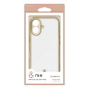 iPhone 16用 ソフトケース 衝撃吸収 カメラレンズ保護設計 ストラップホール付 メタリックライン &me(グレージュ) エレコム PM-A24AUCTMLGB