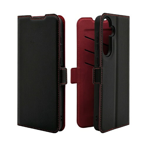 Galaxy A55 5G 手帳型 薄型 カード入れ おしゃれ スタンド機能 シンプル サイドマグネット BK×RD ラスタバナナ 7933GA55BSMBKR 父の日 ギフト 2026 贈り物 プレゼント 母 父 ペアギフト