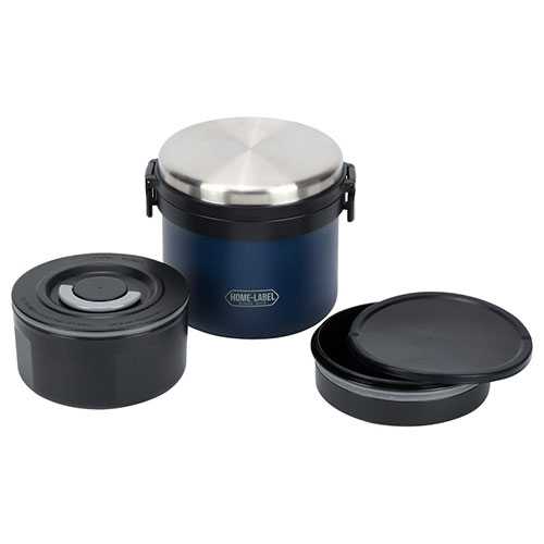 ホームレーベル 全真空ステンレスランチジャー 1リットル ネイビー HB-5666
