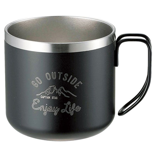 モンテ ダブルステンレスマグカップ 350ml ブラック UE-3429