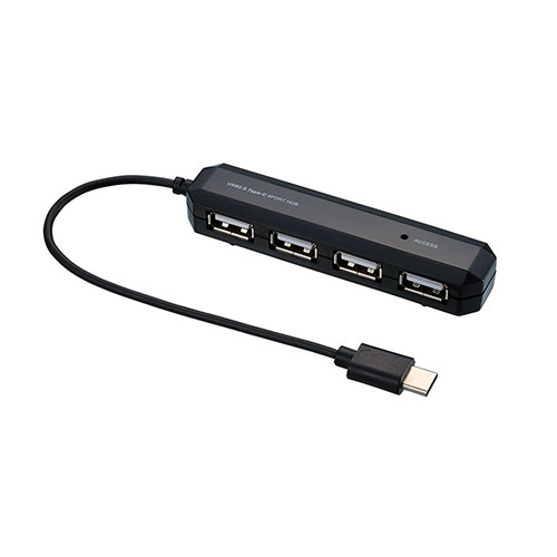 Usb Hubs - ナカバヤシ USB2.0 Type-C 4ポートハブ 15cm ブラック UH-C2474BK 父の日 ギフト 2026 贈り物 プレゼント 母 父 ペアギフト