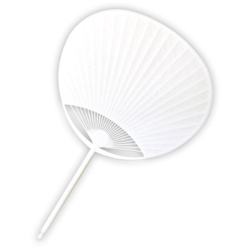 うちわ 丸柄 (プラ製) 白貼りのシンプルなうちわ!絵や文字を描けばオリジナルのうちわに!環境にやさしいエコマーク入り!持ち手部分が丸いからクルクル回せる!使用できる主な画材:油性マーカー・絵の具 商品サイズ(単位mm) : 360×238...