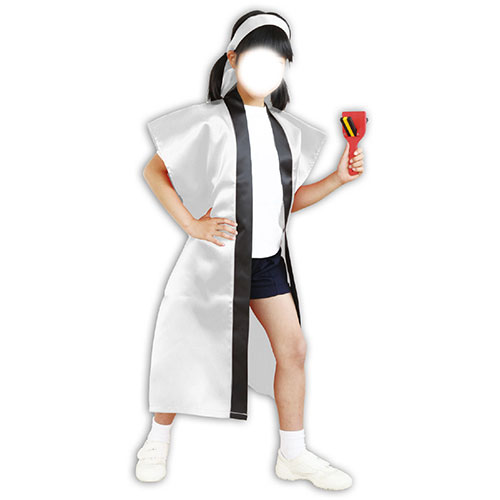 【10個セット】 ARTEC サテンロングハッピ 白 S(ハチマキ付) ATC1145X10