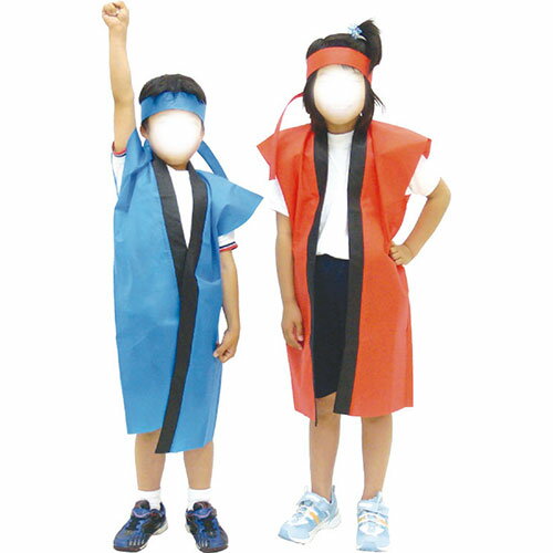 【20個セット】 ARTEC ロングハッピ不織布 黒(赤襟)S(ハチマキ付) ATC1552X20