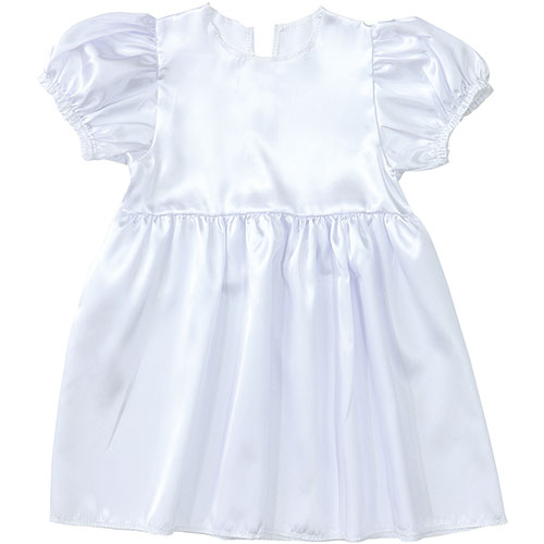 【5個セット】 ARTEC ソフトサテンパフスリーブワンピース ホワイト ATC18337X5