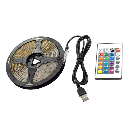 リモコンでRGB-LEDの色と点滅・明るさをコントロールできるテープ形状のLEDライト■色と点滅・明るさをコントロール 付属のリモコンで16色から選択可能。また、明るさや4種類の点滅モード選択、電源ON/OFF等の操作も可能です。 ■切って使える 本製品はカット線の部分でカットして長さを調節してご利用いただけます。 設置する棚やデスクなどに合わせご利用ください。 ※一度カットすると元には戻せません。また、カットした部分は再利用することができません。十分に長さを確認してからカットしてください。 ■簡単貼り付け 本製品の裏面には両面テープが貼られております。 保護シートを剥がして、そのまま貼り付けることができます。 ※貼り付け面の汚れやホコリをとってからご利用ください。 ※設置場所(テーブルや家具などの素材や塗装)によっては、傷や塗装が剥がれる可能性がありますので設置する前に十分に注意したうえでご使用ください。 ■お手軽なUSB仕様 本製品はUSB-AC充電器やモバイルバッテリーなど、様々なUSB電源に接続してご利用いただけます。 対応する電源の仕様:5V/2A以上 ※テレビやゲーム機、パソコン等のUSBポートを電源とする場合は、十分な電力供給が得られず正常に作動しない場合があります。必ずUSB電源の仕様をご確認の上ご使用ください。●主な材質:TPU ●原産国:中国 ●サイズ:テープ部分約3000×10mm、ケーブル部分長さ約1m ●重量:約130g ●LED:5050SMD×90灯 ●電源:USB 5V/2A以上 ●防水:IP65相当※ ●製品内容:テープLED本体、リモコン、取扱説明書 ●パッケージ:チャック付き袋(シルバー) ※防水仕様はLEDの両端から5cm以降の樹脂部分となります。LEDの両端及びUSBケーブル部分は非防水です。