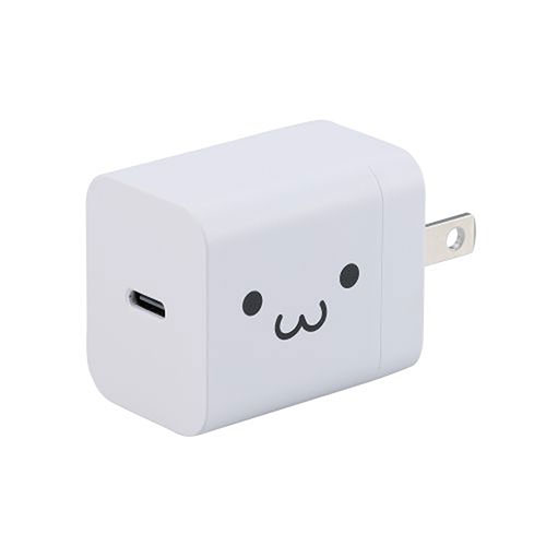 AC充電器 スマホ・タブレット用 USB Power Delivery 20W USB-C1ポート しろちゃん■USB Power Deliveryに対応したUSB Type-C(TM)ポートを搭載し、対応するスマートフォン、タブレットなどを充電できるUSB AC充電器です。 ■USB Power Delivery(パワーデリバリー)とは、アダプターと接続機器間で情報をやり取りすることで、その機器間における最適な電力を選択し、高速充電を実現するUSB規格です。 ■※本製品の最大出力は20Wです。 ■複数口があるコンセントに挿すとき、隣の差込口に干渉しないスリムなデザインです。 ■USB Power Deliveryに対応しています。iPhoneを約30分で50%まで充電できるから、外出先でスピード充電が可能です。 ■USB Power Deliveryに対応したUSB Type-Cポートを搭載し、機器に応じて出力が5V/3A、9V/2.22A、12V/1.67Aと可変し、iPhoneなどのスマートフォン、iPadなどのタブレットを高速充電できます。 ■未使用時はコンセントプラグを折りたたんで充電器本体に収納可能です。スッキリとコンパクトに収納できるので、持ち運びにも便利です。 ■本製品はUSB-IFのテストと同等のテストを当社独自で実施し、高い安全性が保たれているため、USB Power Delivery対応製品にご使用いただけます。 ■耐トラッキング性の要求事項(PSE : 電気用品安全法)を満たしたコンセントプラグを採用しています。 ■※本製品にケーブルは付属しておりません。別途USBケーブルなどをご用意ください。 ■※機器本体や充電器が濡れた状態で充電すると、異常な発熱・焼損の原因となり大変危険ですのでおやめください。 ■※USB Type-C and USB-C are trademarks of USB Implementers Forum ■自社環境認定基準を1つ以上満たし、『THINK ECOLOGY』マークを表示した製品です。 ■廃棄物削減に取り組み、製品に同梱する取扱説明書等をペーパーレス化した製品です。 ■環境保全に取り組み、製品の包装容器におけるプラスチック重量を、社内基準製品より20%以上削減した製品です。 ■環境保全に取り組み、製品の包装容器が紙・ダンボール・ポリ袋のみで構成されている製品です。■対応機種 : USB Type-C(TM)ポートからUSB Power Delivery (20W)の規格内で充電可能な機器 ■定格入力電圧 : AC100V〜240V、50Hz/60Hz ■定格入力電流 : 0.7A ■定格出力電力 : 20W ■定格出力電圧 : 5V/9V/12V ■定格出力電流 : 5V時3A/9V時2.22A/12V時1.67A ■外形寸法 : 幅約41.9mm×奥行約28mm×高さ約35.2mm ■重量 : 約40.5g ■カラー : しろちゃん ■使用可能地域 : 日本 ■保証期間 : 1年間 ■コネクタ形状 : USB Type-Cポート×1 ■コンセントプラグ仕様 : 90度スイング構造 ■使用温度範囲 : -10℃〜25℃ ■法令 : ◇PSE 特定電気用品