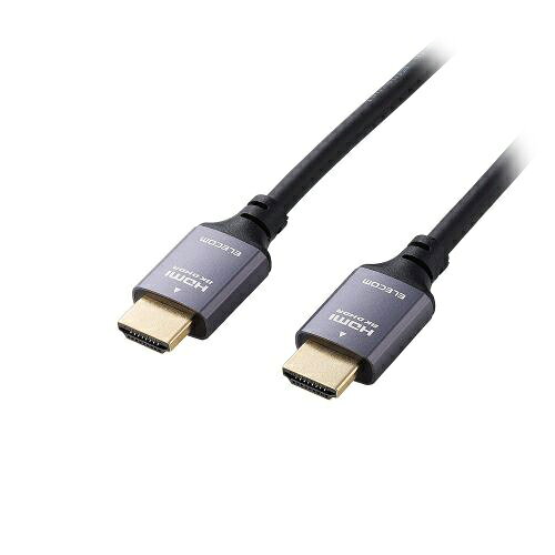 ウルトラハイスピードHDMI(R)ケーブル 2m■最大8K/60Hzの解像度に対応した、認証済みのウルトラハイスピードHDMI(R)ケーブルです。HDMI出力端子を搭載したゲーム機などの接続におすすめです。 ■1本のケーブルで、映像信号と音声信号をデジタルのままで高速伝送するだけでなく、イーサネット信号の双方向通信を実現します。 ■100Mbpsのイーサネット通信を実現する、HEC(HDMIイーサネットチャンネル)に対応しています。 ■eARC対応により、高ビットレート(192kHz/24bit)と、非圧縮の5.1chと7.1ch音声に対応した迫力あるオブジェクトベースオーディオを再生可能です。 ■最大8K(7680×4320px)/60Hz、4K(3840×2160px)/120Hzの解像度に対応しております。 ■映像フレームごとに適切な明るさとコントラストを適用する動的明暗表現に対応し、より鮮明な映像を伝送可能にするDynamic HDRに対応しています。 ■従来のHDR10に比べ、フレームごとにより広い明暗差、色域、コントラストを伝送することができるDolby Vision(R)に対応しています。 ■ゲームモードVRRに対応することで、可変リフレッシュレートにより、パソコンなどの機器とディスプレイの間で起こるタイムラグやカクつきを最小限に抑え、滑らかな映像伝送を行います。 ■従来のBT.709に比べ、より広い色域をカバーしたBT.2020映像の伝送が可能です。 ■著作権保護技術のHDCP2.3、HDCP2.2、HDCP1.4に対応しています。 ■サビなどに強く信号劣化を抑える金メッキピン・金メッキプラグを採用しています。 ■外部ノイズの干渉から信号を保護する3重シールドケーブルを採用しています。 ■コネクター部にもノイズを軽減する金属シェルコネクターを採用しています。 ■自社環境認定基準を1つ以上満たし、『THINK ECOLOGY』マークを表示した製品です。 ■環境保全に取り組み、製品の包装容器におけるプラスチック重量を、社内基準製品より20%以上削減した製品です。 ■環境保全に取り組み、製品の包装容器が紙・ダンボール・ポリ袋のみで構成されている製品です。□規格 : ウルトラハイスピードHDMI(R)ケーブル認証品 □対応機種 : HDMI(タイプA・19ピン)側 : HDMI入力端子を持つ液晶テレビ・プラズマテレビ・プロジェクターなど、HDMI(タイプA・19ピン)側 : HDMI出力端子を持つゲーム機・AV機器など □コネクタ形状1 : HDMIプラグ(タイプA・19ピン) □コネクタ形状2 : HDMIプラグ(タイプA・19ピン) □ケーブルタイプ : スタンダード □伝送速度 : 48Gbps □対応解像度 : 最大8K(7680×4320px)/60Hz、4K(3840×2160px)/120Hz □シールド方法 : 3重シールド □プラグメッキ仕様 : 金メッキピン・金メッキプラグ □ケーブル長 : 約2m ※コネクター含まず □カラー : ブラック □ケーブル太さ : 約6.0mm □環境配慮事項 : THINK ECOLOGYマーク □パッケージ形態 : 紙箱