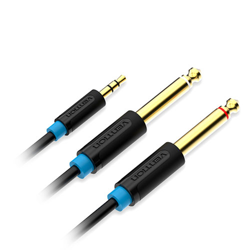 VENTION 3.5mm Male to 2*6.5mm Male オーディオケーブル 5m ブラック BA-5459