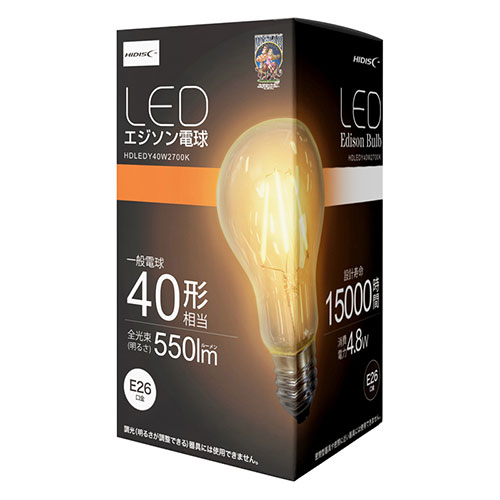  HIDISC LED電球(エジソン電球40形相当) HDLEDY40W2700KX10