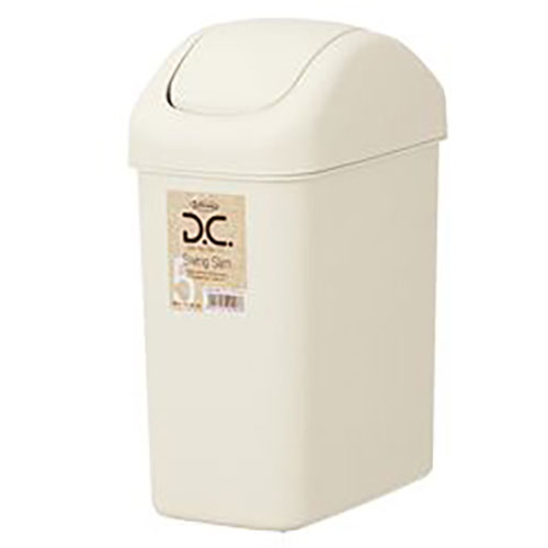 ディーシー スイングスリム5○ポリ袋の装着に便利な袋止めホルダー付き商品サイズ : W145×D232×H330mm 容量 : 6.5L 重量 : 510g 本体・フタ・ポリ袋ホルダー : ポリプロピレン