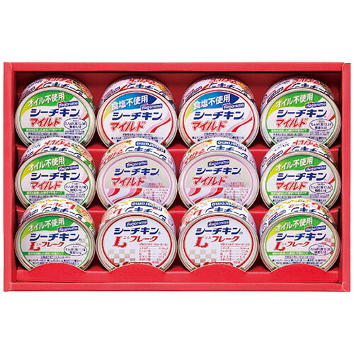 はごろもフーズのシーチキンギフト素材やカタチ、製法によって、さまざまなおいしさが楽しめる『シーチキン』の詰め合わせです。メーカー型番 : SET-30B 内容物 : オイル不使用シーチキンLフレーク・シーチキンLフレーク・食塩不使用シーチキンマイルド・シーチキンマイルド各2缶・オイル不使用シーチキンマイルド4缶・各70g 賞味期限 : 製造日より常温約1080日 製造国 : 日本 アレルゲン : 大豆