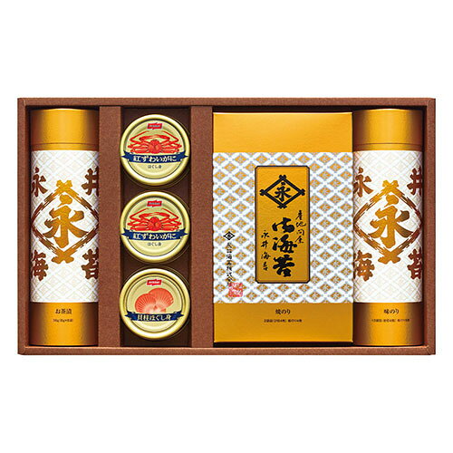 永井海苔 バラエティ詰合せ 【焼のり(2切4枚2袋)・味のり(8切4枚10袋)・のり茶漬(6袋)・貝柱ほぐし身×各1・カニ缶×2】 22633108