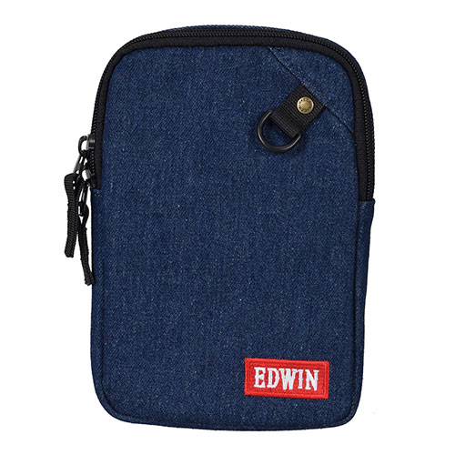 EDWIN デニムショルダーポーチ ネイビーカジュアル ジーンズ の定番「 EDWIN エドウィン 」ショルダーポーチ / デニム生地。取り外し可能なロープタイプのストラップはネックからショルダーまで調整可能。内寸(約) : H200×W145×D30mm 重量(約) : 130g カラー : ネイビー 原産国 : 中国 保証期間 : 初期不良対応のみ
