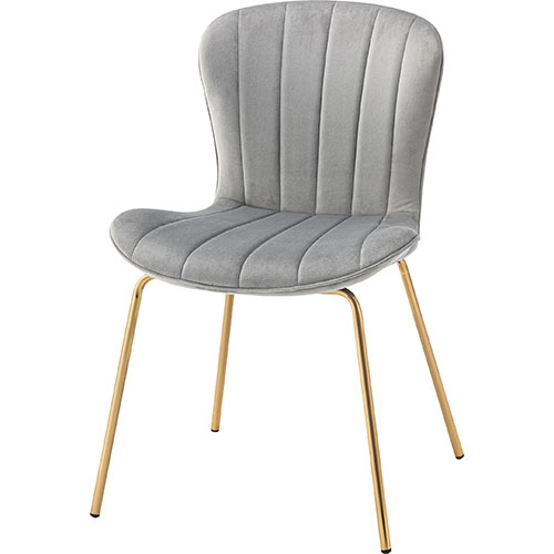 チェア商品種別…ダイニングチェアサイズ:W49×D53×H75×SH43(cm) 素材:ポリエステル スチール(メッキ加工 アンティークゴールド色) 静的耐荷重:80kg 組立状態:組立式 付属工具:六角レンチ 組立人数:1人 組立時間:10分 原産地:中国