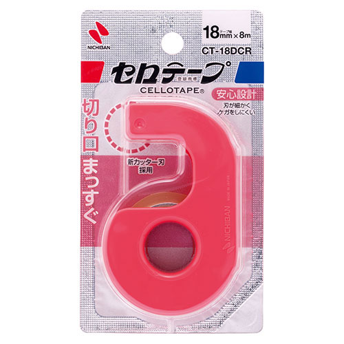 ニチバン セロテープ小巻カッター付 18mm レッド NB-CT-18DCR
