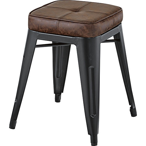 スツールサイズ : W41×D41×H48cm カラー : ブラウン 素材 : スチール(粉体塗装) ソフトレザー 原産国 : 中国 スタッキング可組立 : 完成品 静的耐荷重 : 80kg