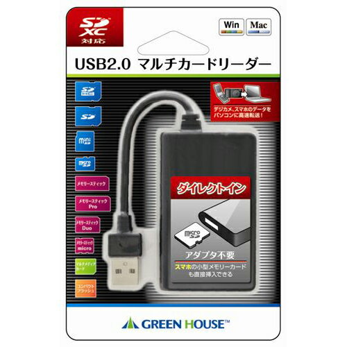 【P2倍】 GREENHOUSE　SDXC規格対応USB2.0