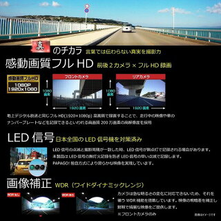 前後2カメラにSONYExmorセンサー搭載フルHD高画質オールインワン・ドライブレコーダーGoSafeS36GS1GSS