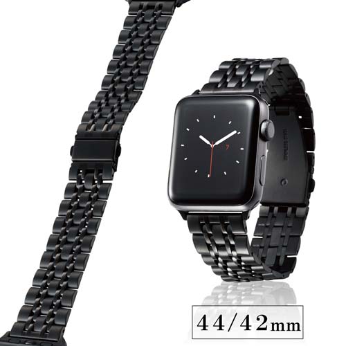 【最大2,000円OFF！5/23 20時～5/25 24時】 【P2倍】 エレコム Apple Watch 44mm/ステンレスバンド/7連/ブラック AW-44BDSS7BK