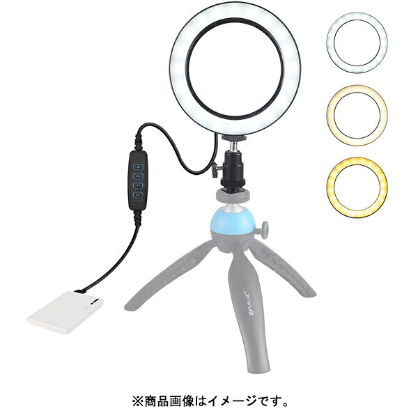 撮影用リングLEDミニ120mm(白6500k暖3200k) フリーダム FPUL377 LEDリングライト自撮り USBライト led リングライト 撮影 卓上 三脚 卓上ライト USB給電 自撮りライト 自撮りスタンド 新生活 一人暮らし 引っ越し 新生活応援 単身