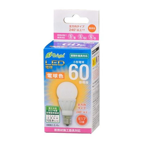 樂天商城 - LED電球 小形 E17 60形相当 電球色 オーム電機 LDA6L-G-E17 IS22 母の日 ギフト 2026 贈り物 プレゼント 母 父 父の日 ペアギフト