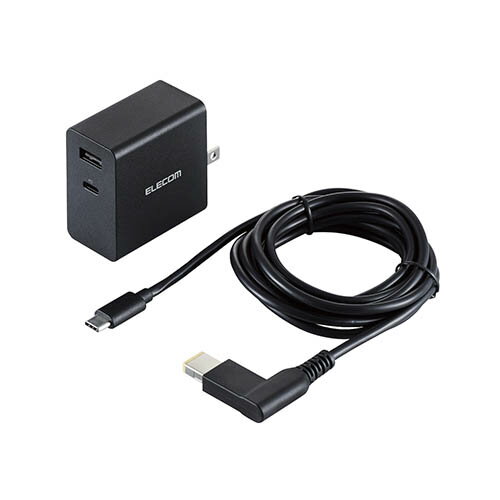 エレコム ノートPC用ACアダプター/PD対応/52.5W/Type-C1ポート/USB-Aメス1ポート/GaN(窒化ガリウム)/C-角型コネクタケーブル付属/2m/ブラック ACDC-PD09525BK 父の日 ギフト 2026 贈り物 プレゼント 母 父 ペアギフト