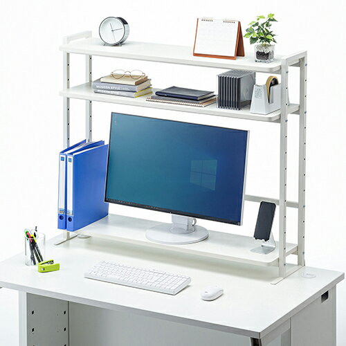 サンワサプライ クランプ式机上ラック3段タイプ MR-LC308W - Image 3