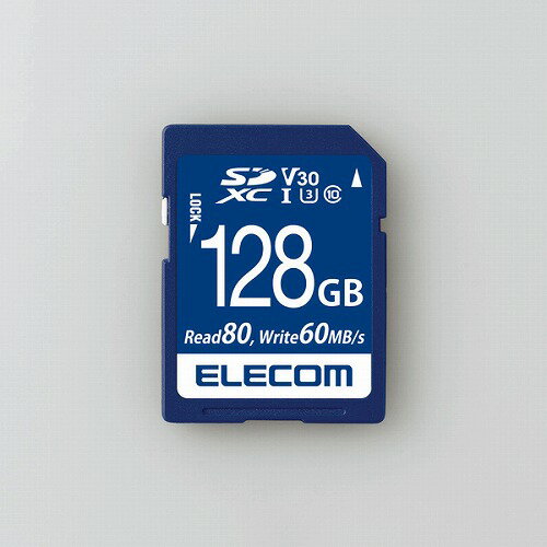 エレコムSDXCカード/データ復旧サービス付/ビデオスピードクラス対応/UHS-I U3 80MB/s 128GB MF-FS128GU13V3R