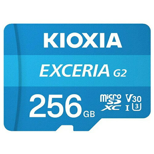 メーカー名：KIOXIA キオクシア 型式：KMU-B256G JAN：4582563854666 本体寸法：（L）15.0mm×（W）11.0mm×（T）1.0mm 重量：約0.3g 種類：micro SDXCカード UHS規格：UHS-I UHSスピードクラス：UHSスピードクラス3 SDスピードクラス：Class10 ビデオスピードクラス：ビデオスピードクラス30 容量：256GB アプリケーションパフォーマンスクラス：A1 最大転送速度：100MB/s 最大書込速度：50MB/s 付属品：SD変換アダプタ 保証期間：製品お買い上げ日より5年間（保証適用時は、必要事項が記載された保証書、保証書を紛失された場合はご購入を証明する書類が必要です） ・最大読み出し速度100MB/s最大書き込み速度50MB/sの、256GB　microSDXC/SDHC　UHS-1メモリカードです。