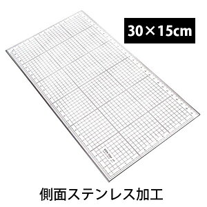 角定規 ステンエッジスケール 30×15cm 30R 広幅 方眼 側面ステンレス加工 デザイン文具 事務用品 製図 concise