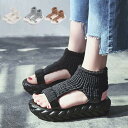 厚底ニット メッシュサンダル (カラー4色) サンダル レディース メッシュ 通気性 歩きやすい 厚底 スニーカー スタイルアップ おしゃれ 履き心地 ファッシ...
