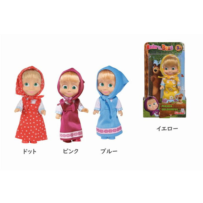 O マーシャとくま 109301678 マーシャミニドール ドット ブルー イエロー ピンク おもちゃ人形 3歳 女の子 男の子 ごっこ遊び 室内遊び ギフト プレゼント 誕生日 お祝い 贈り物 ブラックフライデー クリスマス