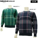 【秋冬モデル】 Admiral Golf (アドミラルゴルフ) ビッグチェック クルーネックニット (メンズ) ADMA185 セーター 【大特価!お買い得!!】 【B-ONE-Y】