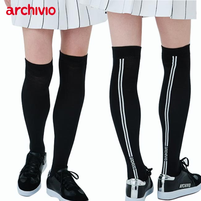 Untitled Sport - 【ポスト投函配送!!】アルチビオ archivio バックラインハイソックス A550219 ゴルフ ニーハイ 靴下 レディス 婦人用 ブラック 日本製 【B-ONE-Y】