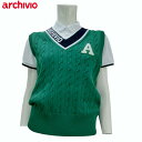 【バーゲン!30%OFF!!】【2025年春夏モデル】 archivio (アルチビオ)ケーブルVネックベスト(レディス) A458217 グリーン ゴルフウェア 婦人服 ※ベストのみ 【B-ONE-Y】