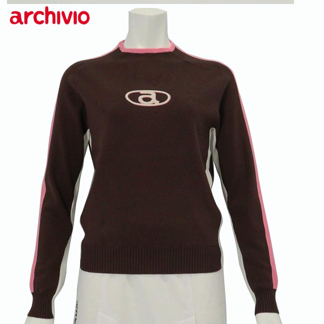 【2025年 秋冬モデル】アルチビオ ゴルフウェア カラーライン配色ニット長袖セーター ラグラン レディス A518003 archivio 【B-ONE-Y】