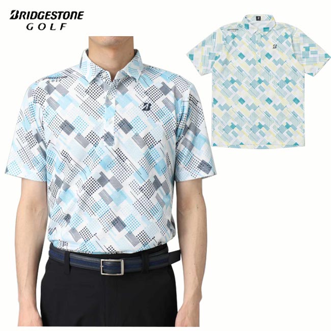 乐天商城 - 【2026年春夏モデル】BRIDGESTONE GOLF ブリヂストンゴルフ IGM14A ゴルフウェア 【B-01】半袖シャツ (メンズ) 4WAY ストレッチ ShinCloストレッチCOOL 高通気 さわやか 上品 総柄 プリント 紳士【B-ONE】
