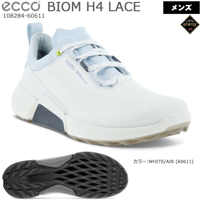 【2023年モデル】 ECCO エコー BIOM H4 LACE スパイクレスシューズ (メンズゴルフシューズ)　カラー:WHITE/AIR 108284-60611 バイオムハイブリッド 【B-ONE】