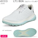 【2024年モデル】 ECCO エコー LT1 BOA スパイクレスシューズ (レディスゴルフシューズ)　カラー:WHITE 132763-01007 エルティーワン ボア　防水仕様 【B-ONE】