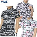 【春夏モデル】FILA GOLF(フィラゴルフ) 753-663 (753663) レディス半袖ポロシャツ ゴルフウェア UVカット ゴルフウェア リボン かわいい 小さいサイズ 総柄 【B-ONE-Y】
