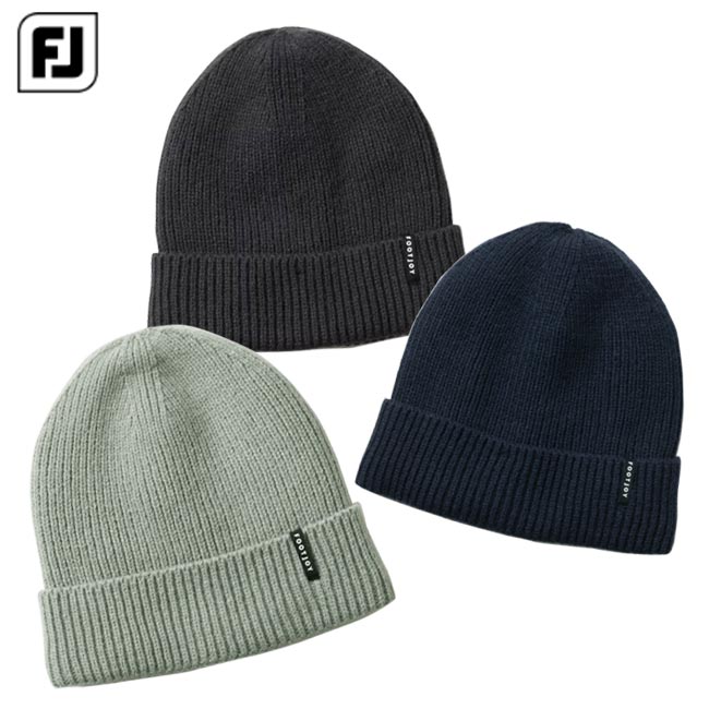 ポスト投函配送 FOOT JOY(フットジョイ）FJ カフビーニー 36086,36087,36088 チャコール グレー ネイビー フリーサイズ ニット帽 シンプル 防寒 アウトドア 帽子 アクリル 内側フリース あたたか 追跡可能メール便 【B-ONE-Y】