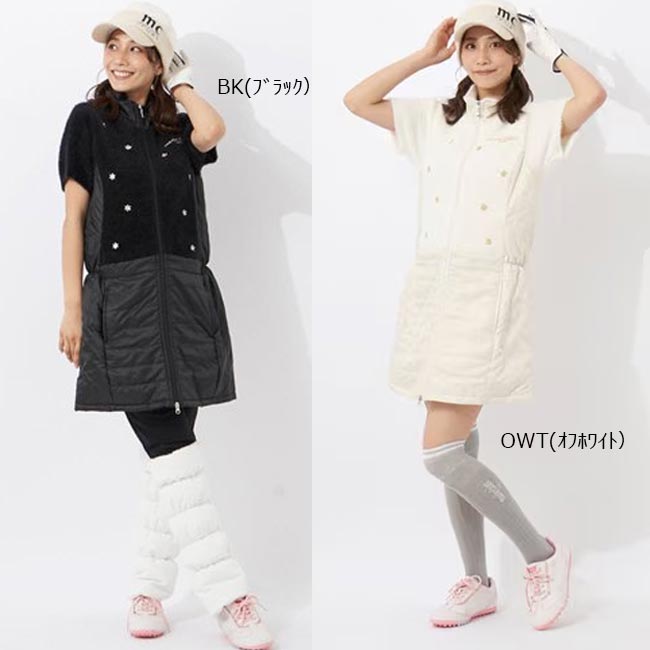【お買い得コーナー!】【秋冬モデル】marie claire（マリクレール）レディース 異素材 フルジップワンピース 中綿 ニット 半袖ワンピース ゴルフウェア (レディス) 732-403 (732403) おしゃれ あたたか【大特価!お買い得!!】【B-ONE-Y】