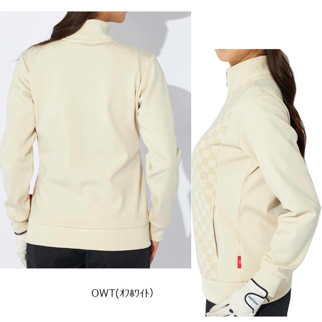 【お買い得コーナー!】【秋冬モデル】marie claire（マリクレール） 長袖ブロック柄 長袖 フルジップブルゾン ゴルフウェア 裏ベロア ストレッチ (レディス) 734-223 (734223) ハイネック ジャンパー 婦人用 スポーティ おしゃれ 【大特価!お買い得!!】【B-ONE-Y】