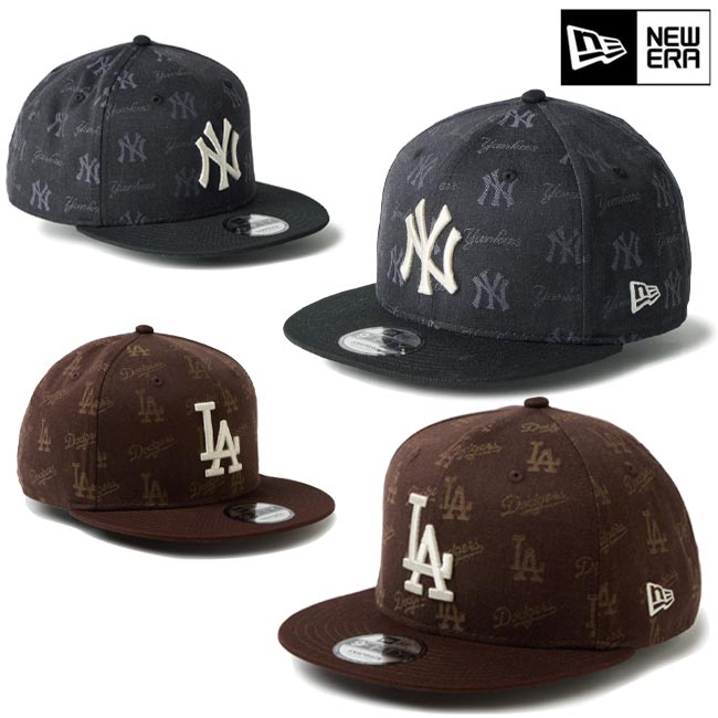 Rakuten - NEW ERA (ニューエラ) キャップ14744812，14744818 9FIFTY MLB Jacquard ニューヨークヤンキース(ブラック）　ロサンゼルス・ドジャース(ブラウン) 帽子 ジャカード生地 日本製生地 高級感 ユニセックス M/L (調整可）【B-ONE】