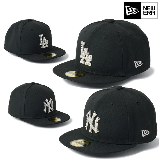 Rakuten - NEW ERA (ニューエラ) キャップ14745148，14745166 59FIFTY MLB パール バッジ Pearl Badge ロサンゼルス・ドジャース ニューヨーク・ヤンキース ブラック 帽子 ユニセックス サイズ7 1/2(調整不可）【B-ONE-Y】