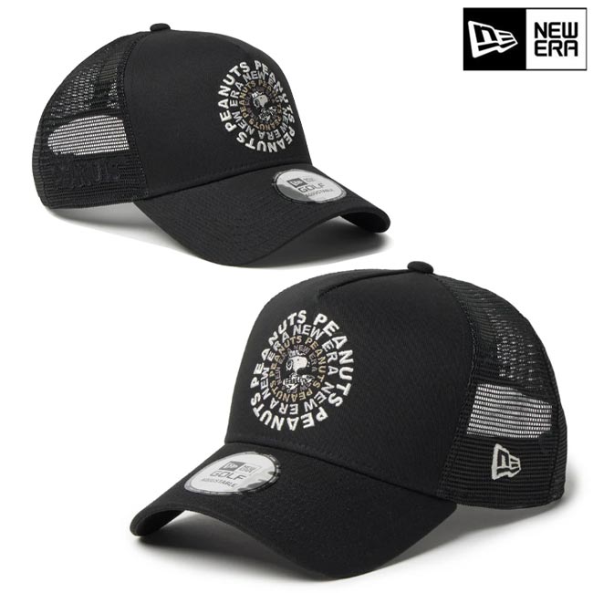 Rakuten - NEW ERA (ニューエラ)　キャップ 14865323 9FORTY A-Frame トラッカー Vintage PEANUTS ピーナッツ GOLF Circle ロゴ ブラック | ゴルフ サイズ調整可 メンズ レディス 男女兼用 スヌーピー 【B-ONE-Y】