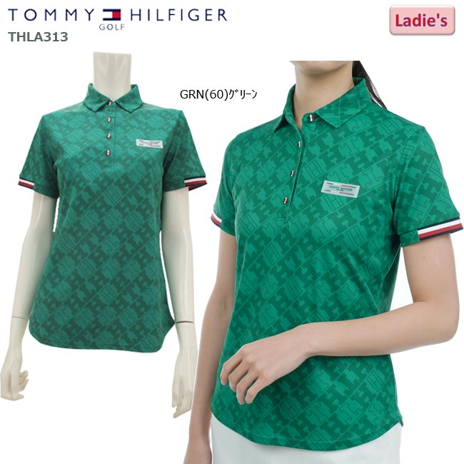 楽天ゴルフショップB-ONE【バーゲン!30％OFF!!】 【2023年春夏モデル】 TOMMY HILFIGER GOLF トミーヒルフィガーゴルフ THプリント トリコライン 半袖ポロシャツ （レディス）THLA313 【B-ONE】